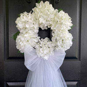 Blush Ivory White Wedding Bow Wreath for front door wreaths Wedding Anniversary outdoors garden decorations country french weddings