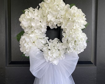 Blush Ivory White Wedding Bow Wreath for front door wreaths Wedding Anniversary outdoors garden decorations country french weddings