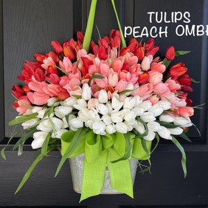 Spring wreath-EASTER wreaths basket for front door-Mother's Day Tulip welcome
