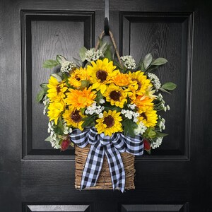 Sunflower Wreath: Summer Spring Door Hanger with Artificial Flowers 画像 18