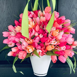 Spring wreath Mother's Day gift wreaths for front door tulips ombre Summer basket image 5