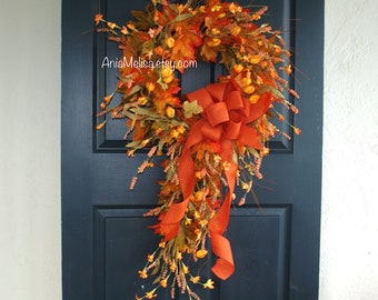 Fall wreath, Fall wreaths for front door, Fall wreaths outdoor wreaths outdoor wreaths swag