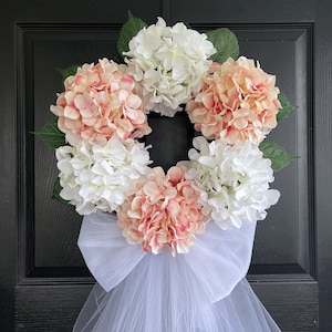 Blush Ivory White Wedding Bow Wreath for front door wreaths Wedding Anniversary outdoors garden decorations country french weddings