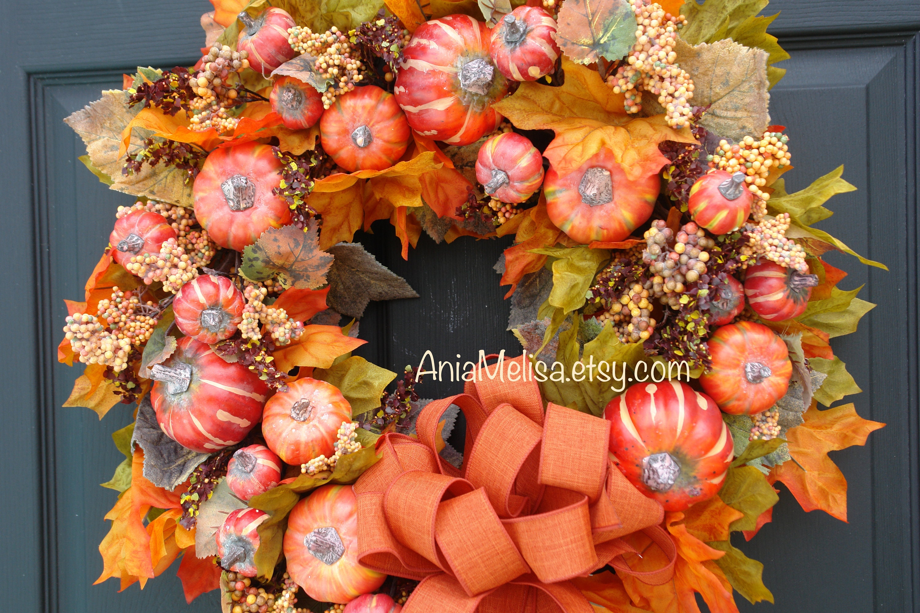 Fall Wreath Fall Wreaths for Front Door Thanksgiving Pumpkin Etsy