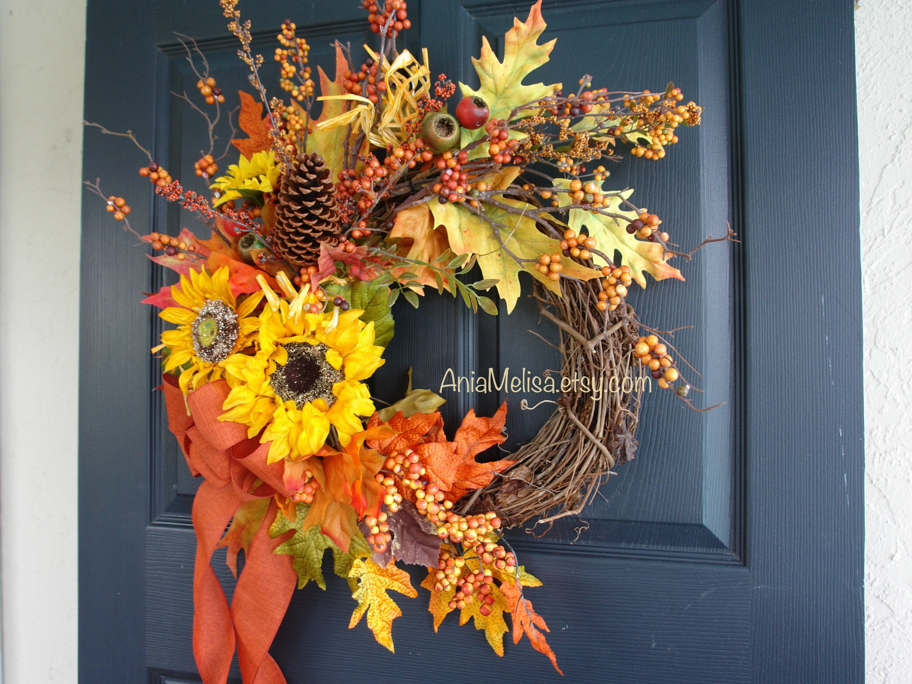 Fall wreaths, Fall wreaths for front door wreaths sunflowers outdoor …