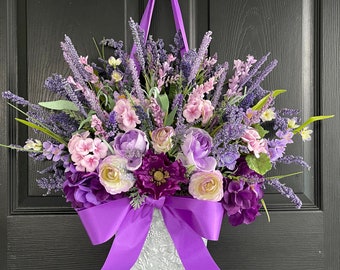 Spring wreaths, Summer wreath, Summer wreaths for front door, Purple Lavender Mother's Day wreath