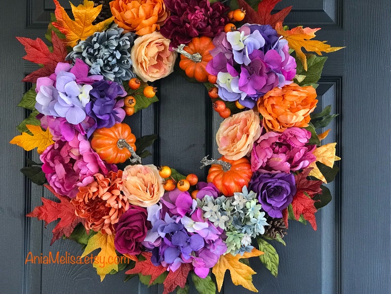 Autumn Wreaths Fall Wreath For Front Door Wreaths Outdoor Etsy