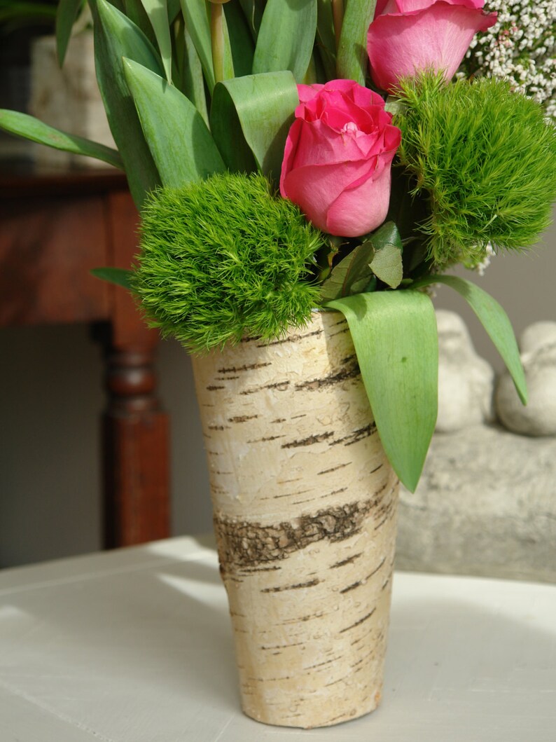 Birch bark vases planter wedding flower pot rustic chic Etsy