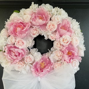Wedding Bridal Shower Bow Wreath for front door wreaths Wedding Anniversary outdoors garden decorations