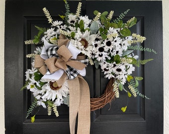 Spring Summer wreaths for front door wreath decorations, All Year Round wreath, 4 Seasons