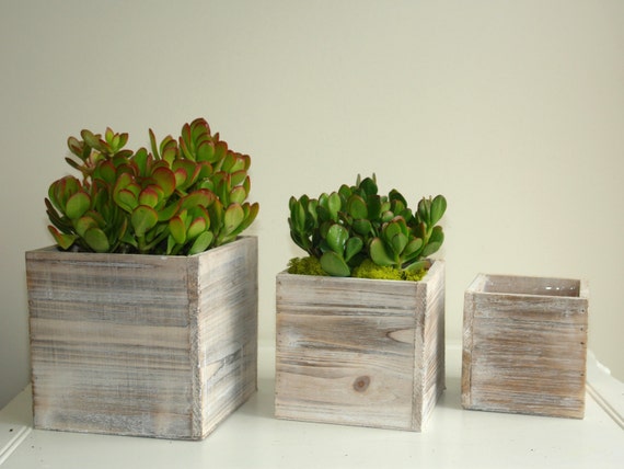 wood box succulent planter pot vases wooden boxes rustic 