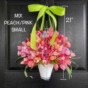 Spring wreath Mother's Day gift wreaths for front door tulips ombre Summer basket image 4