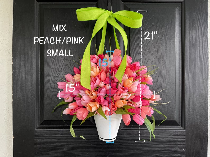 Spring wreath Mother's Day gift wreaths for front door tulips ombre Summer basket image 4