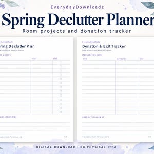 Spring Declutter Planner Printable | Room projects and donation tracker | Undated PDF, US Letter + A4