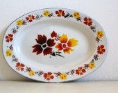 SALE 50 OFF Vintage Enamel Tray Flowers Home Decor