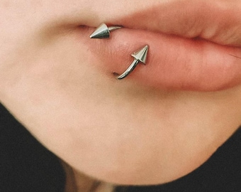 Gebogener Lippenpiercing-Stab: S-förmiger gotischer Hufeisenring (16G Edelstahl)