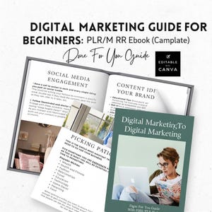Digital Marketing Guide for Beginners: PLR/MRR Canva Template (Editable)