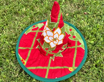 Edredón vintage con sombrero de bruja navideño
