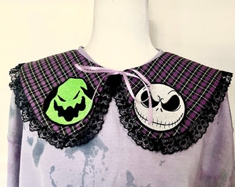 Jack y Oogie bordado Halloween cuello desmontable tamaño adulto