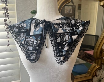 Cuello desmontable mandaloriano de algodón y encaje unisex