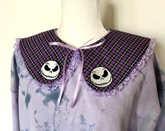 Cuello desmontable a cuadros bordados de Jack Skellington