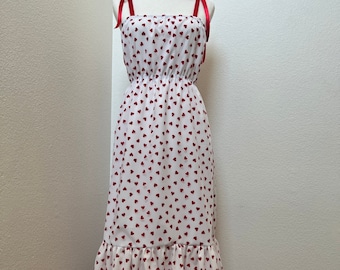 Vestido de terciopelo rojo con malla blanca y corazón, talla pequeña 6/8