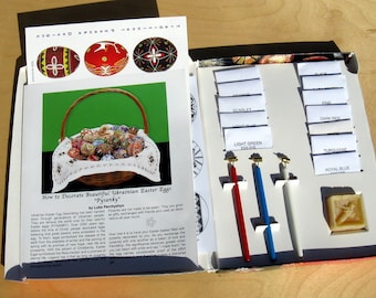 Kit de décoration d'oeufs ukrainiens Delrin - 3 Kistky, 12 colorants - Kit d'artiste Pysanky