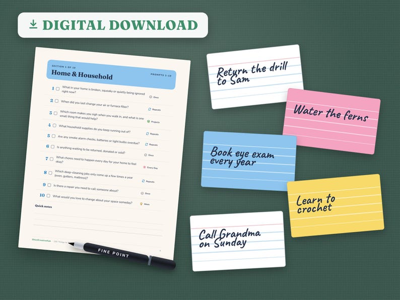 Index Card System Bundle, ADHD Organization Planner, Note Card System ...