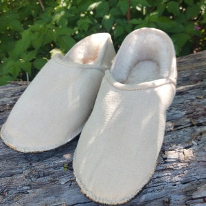 Men&#39;s and Women&#39;s Hemp and Sheepswool ankle slipper, re-tired recycled soles