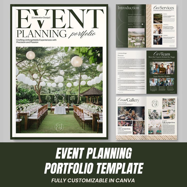 Event Planning Portfolio Template, Editable Canva Lookbook, Wedding ...