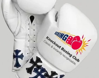 Bokshandschoenen, op maat gemaakte professionele leren bokshandschoenen met vetersluiting en kruisstuk.