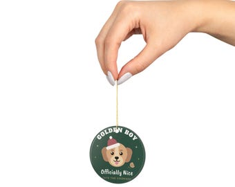 Adorno de Golden Retriever, divertido adorno navideño de perro, Golden Boy oficialmente genial, regalo para mamás perrunas, regalo para amantes del Golden Retriever