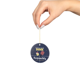 Adorno de pickleball, Papá Noel dice: "Juega con responsabilidad", Regalo divertido de pickleball, Adorno navideño de pickleball, Regalo para jugador de pickleball