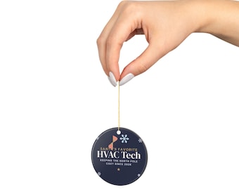 HVAC Tech Christmas Ornament, Santa's Favorite HVAC Tech, HVAC Technician Gift, Heating and Cooling Gift, Keepsake Ornament 2026