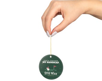 Adorno navideño de golf, Papá Noel revisó mi hándicap, ¡aún así estoy bien!, Regalo divertido para golfistas, Adorno para amantes del golf, Regalo para papá que juega al golf