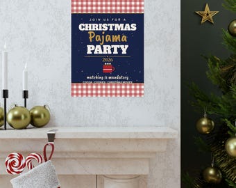 Letrero para fiesta de pijamas navideña 2026, póster "Es obligatorio ir a juego", decoración para fiesta de Navidad, decoración de pared para fiesta de pijamas navideña, letrero de Navidad