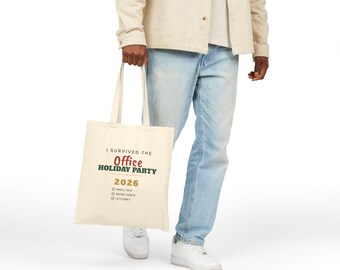 Funny Office Christmas Party Tote Bag, I Survived the Office Holiday Party 2026, Coworker Gift, Secret Santa Gift Under 20