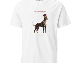 Doberman Shirt The Dobercracker, Oversized Heavyweight Nutcracker Tee, Holiday Dobermann Gift for Mom Dad