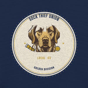 Golden Retriever Shirt Sock Thief Union, Funny Golden Gift for Mom Dad, Retro Workwear Dog Tee image 4