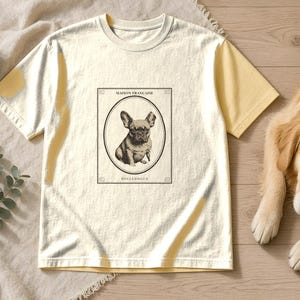 French Bulldog Shirt Maison Française, Vintage Bouledogue Tee, Frenchie Gift for Frenchie Mom Dad, Architectural Dog Shirt image 2