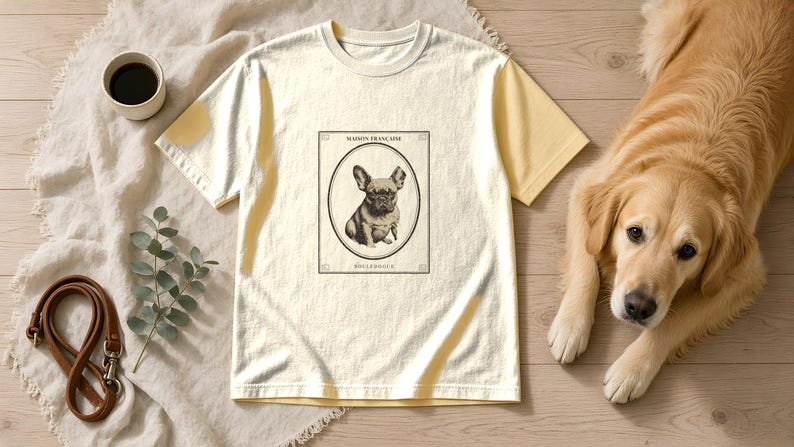 French Bulldog Shirt Maison Française, Vintage Bouledogue Tee, Frenchie Gift for Frenchie Mom Dad, Architectural Dog Shirt image 2