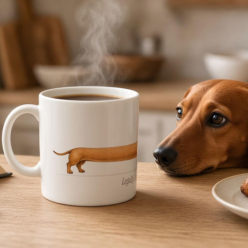Dachshund Mug Funny Long Wiener Dog Coffee Mug, Legally This Is One Dog, Doxie Gift for Mom Dad image 1