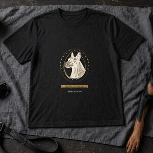 Doberman Shirt Fidelis et Vigilans, Vintage Dobermann Crest Gift for Mom Dad Tee image 1