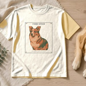 Corgi Shirt Fairy Steed, Pembroke Welsh Corgi Gift for Mom Dad, Vintage Storybook Dog Tee image 2