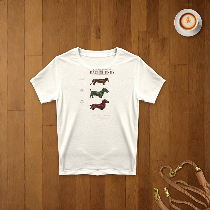 Dachshund Shirt Vintage Field Guide, Doxie Gift for Dachshund Mom or Dad, Wirehaired Longhaired Smooth Wiener Dog Tee image 7