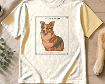 Corgi Shirt Fairy Steed, Pembroke Welsh Corgi Gift for Mom Dad, Vintage Storybook Dog Tee