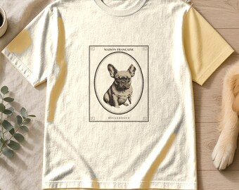 French Bulldog Shirt Maison Française, Vintage Bouledogue Tee, Frenchie Gift for Frenchie Mom Dad, Architectural Dog Shirt