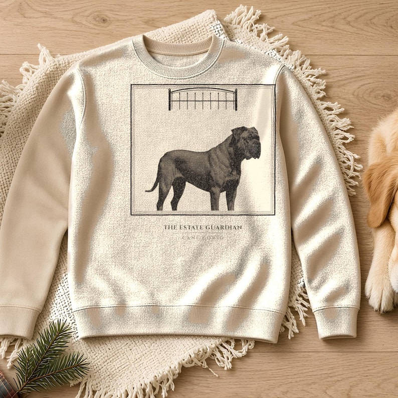 Cane Corso Sweatshirt The Estate Guardian, Italian Mastiff Crewneck, Corso Holiday Gift for Mom Dad image 1
