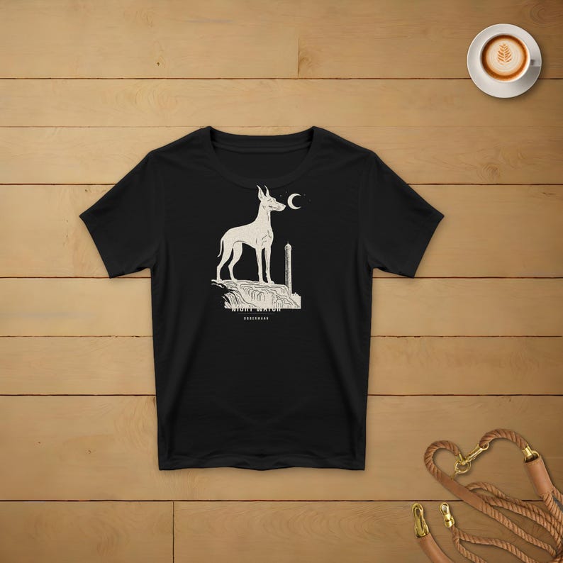 Doberman Shirt Night Watch, Vintage Dobermann Tee, Doberman Gift for Mom or Dad, Watchtower Dog Owner Shirt image 7