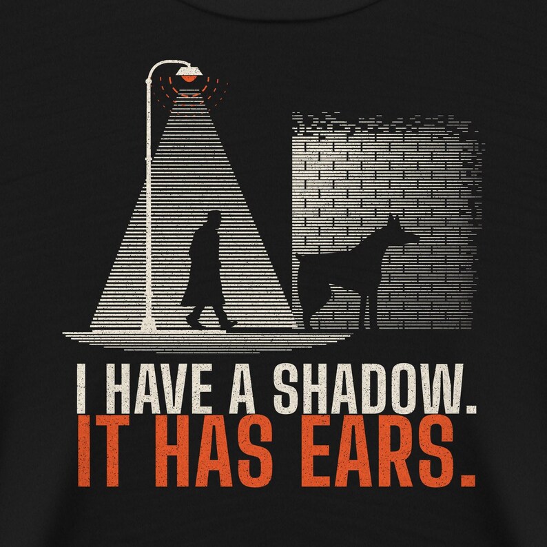 Doberman Shirt, I Have a Shadow It Has Ears Film Noir Doberman Pinscher Tee, Black Comfort Colors, Dobie Mom Dad Gift image 4